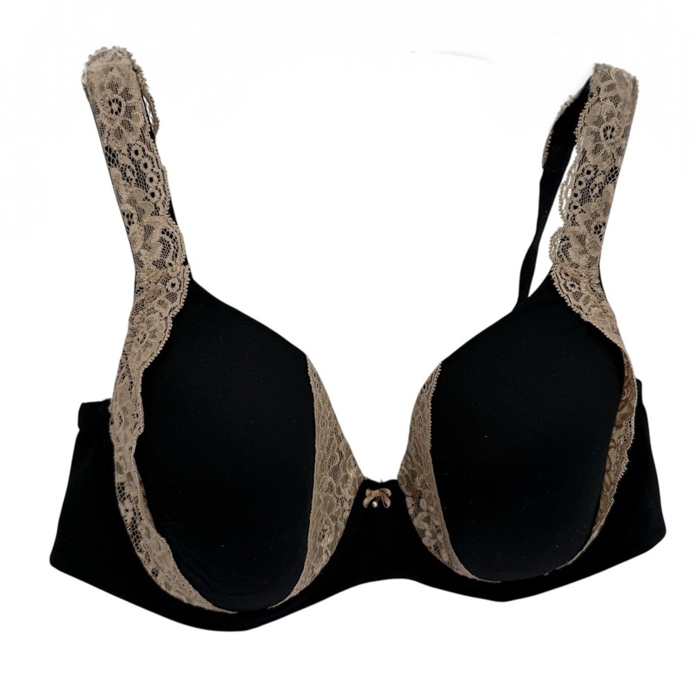 Soma Womens Full Coverage Embraceable Bra Size 40D Underwired Black Lace Trim